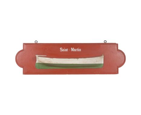 A wooden wall-hanging half model of the sailing ship "Saint Martin", 21cm x 68cm 