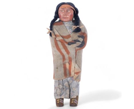 A Vintage Native American Skookum doll, circa 1930s, 33cm 