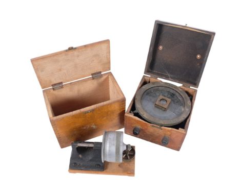 A cased Vintage brass ship's compass, and a Moore & Wright micrometer (2) 