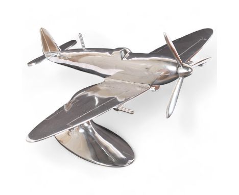 A large aluminium desk-top model Spitfire, unsigned, 50cmNo damage or repair 