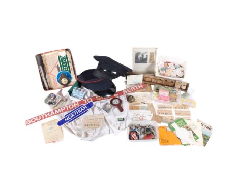 A large quantity of tram, bus and railway ticket stubs, many local lines, a selection of baggage stickers, and other train an