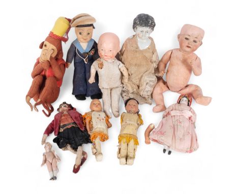 Various Antique and Vintage toys, including porcelain-headed doll, by Heubach 