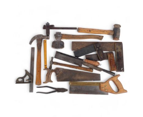A quantity of Vintage carpenter's and other tools, including various Stanley and other set-squares, various Vintage hammers a