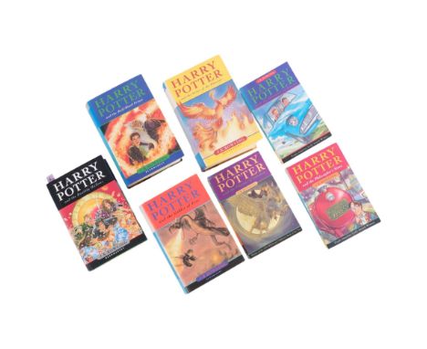 A full set of 7 J K Rowling Harry Potter books, including Half-Blood Prince and Deathly Hallows First Editions 