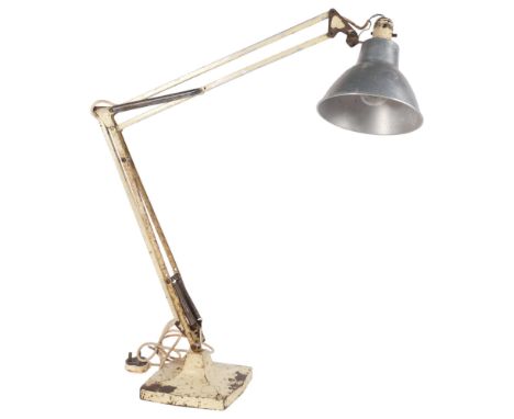A Herbert Terry anglepoise lamp, early 1930s' model 1209, cast iron base and stem with aluminium shade (possible prototype), 