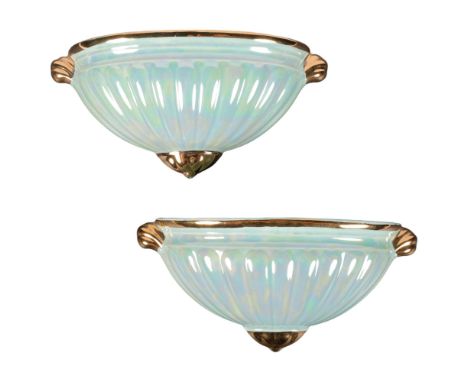 A pair of Vintage Saddler's lustre wall pockets, finished in gold, L23cm 