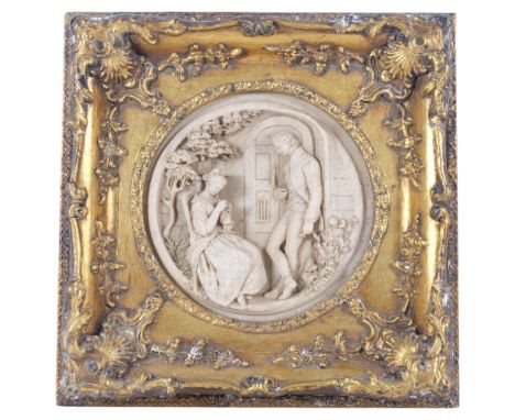 A Vintage composition wall plaque, in ornate gilt frame, H30cm 