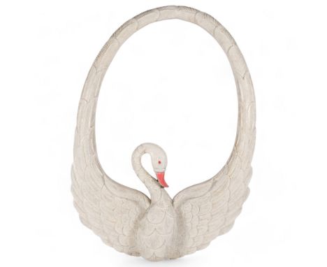 A large Vintage carved wood mirror frame, in the form of a swan, approx 100cm x 70cm 
