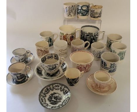 Large reference collection of mugs and a temperance cup and saucer , to include alphabet child's mugs , a present for a good 
