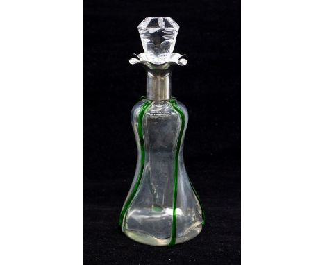 **For sale in aid of BBC Children in Need** Smaller decanter with green overlay decoration and Silver plate collar marked WMF