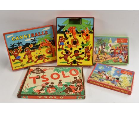 Politically Incorrect Games - Fuzzy the Fireman on the Moon and Fuzzy the Fireman in Sunny Africa, wooden jigsaws in original