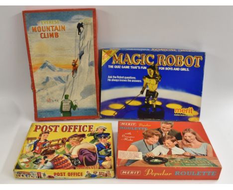 Post Office game, made in England, in original box, 1949; Merit Roulette game, made in England, in original box; Merit Magic 