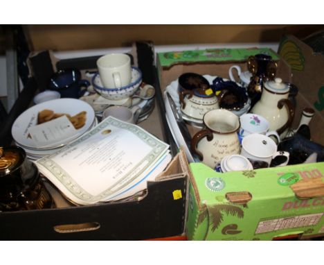 TWO TRAYS OF CERAMICS TO INCLUDE ROYAL WORCESTER COLLECTORS PLATES, LIMOGES ETC