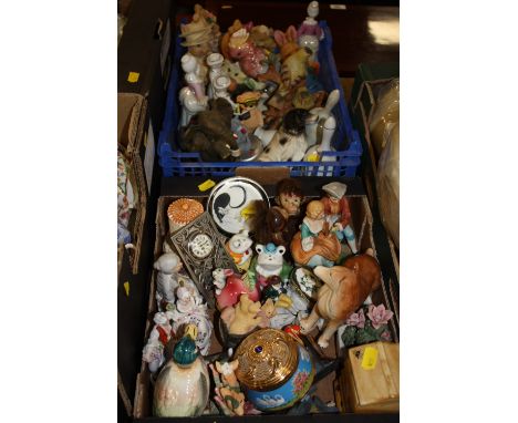 TWO BOXES OF CERAMIC FIGURES ETC