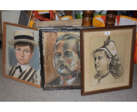 THREE FRAMED AND GLAZED PORTRAIT STUDIES