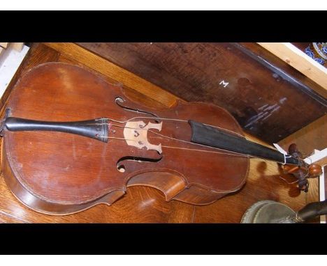 An antique cello - bearing label to the inside - Made By William Wade 1893 - measuring 96cm  CONDITION REPORTsee imagesbody l