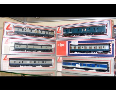 Six boxed Lima carriages 
