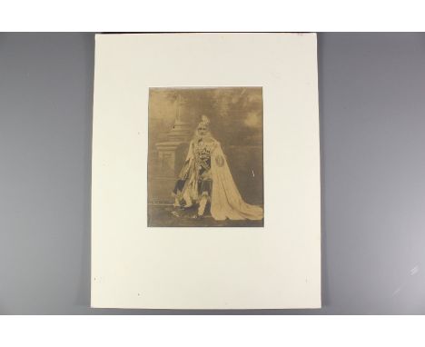 Portrait of Maharaja Pratap Singh of Orcha, full length seated, wearing robes and the insignia of a Knight Grand Commander of
