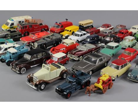 A collection of approximately 100 Diecast vehicles of mixed makes; including Trackside, EFE, Lesney, Matchbox, Vanguard, Corg