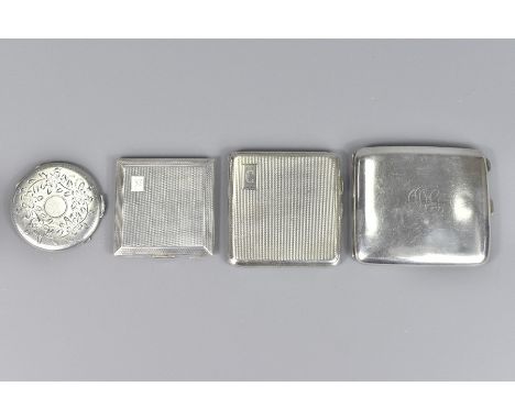 Two silver cigarette cases, the first engine-turned Birmingham hallmark mm JG Ltd, the second is smooth-finished Birmingham h