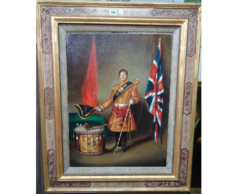 English School (20th century), Portrait of a Drum major of the Grenadier Guards, oil on canvas, 60cm x 45cm.
