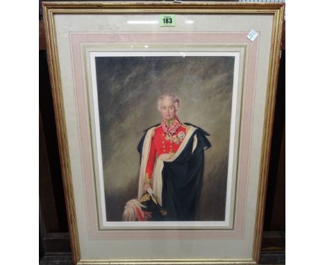 English School (19th century), Portrait of a gentleman in Garter robes, watercolour, 40cm x 29.5cm.