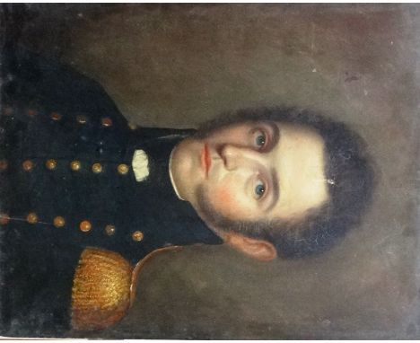 Follower of Alexander Hamilton, Portrait of John Church, commissioned Lieutenant, oil on panel, 37cm x 29.5cm. 4493