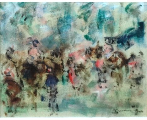 Walter John Beauvais (1942-1998), The Paddock, oil sketch on board, signed; signed and inscribed on reverse, 20cm x 24cm. DDS