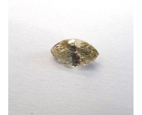 A marquise-cut loose diamond, 0.32ct., light brown yellow, SI1.This Lot is subject to VAT on the hammer. 