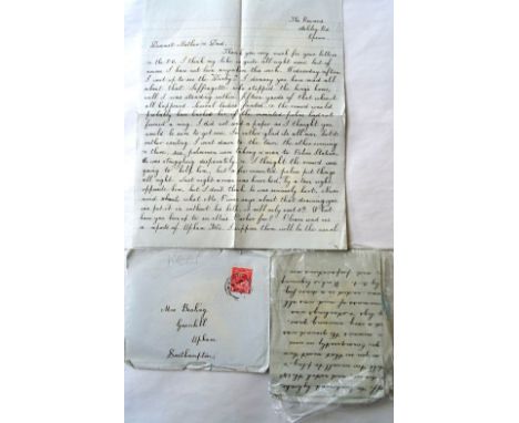 EMILY DAVISON AT THE DERBY - a 32 line letter written by 'Len', the son of one of the servants at 'Greenhill', Upham, Southam
