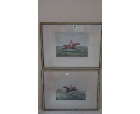 After Henry Alken, Hunting scenes, six aquatints with hand colouring, each 26cm x 32cm.(6)