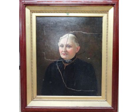 English School (19th century), Portrait of an elderly lady, oil on canvas, 66cm x 54cm.