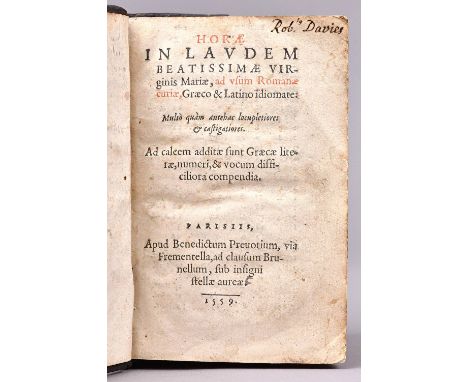 Bededictus Preuotius (printer) Horae in Lavdem Beatissimae Virginis Mariae, ad vsum Romanae Curiae, Greco & Latino Idiomate, 