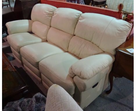 'Nicoletti', a 20th century white leather three seater sofa and a pair of matching reclining armchairs, (3). 