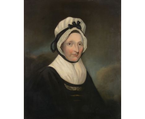 English School (19th century) - Bust portrait of a lady wearing a white bonnet  Oil on canvas 76 x 64 cm. (30 x 25 1/8 in) 