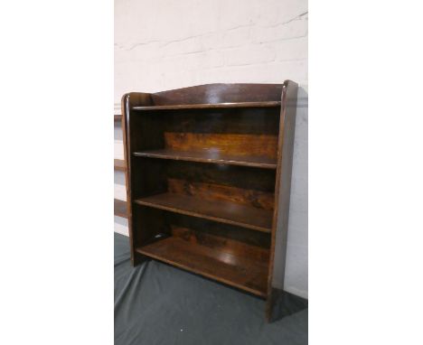 A Vintage Oak Four Shelf Galleried Waterfall Bookcase, 76cm Wide. 