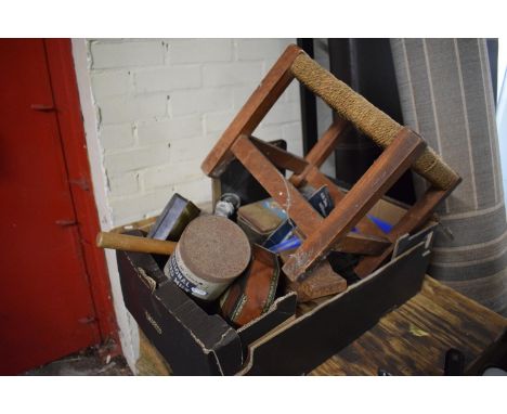 A Box Containing Vintage Tins, Tools etc. 