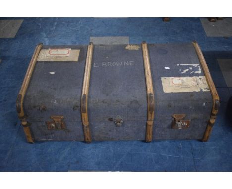 A Vintage Travelling Trunk with Labels for Calcutta. 