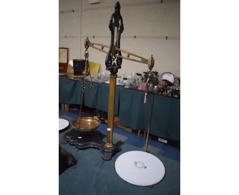 A Pair of Late 19th Century Brass and Iron Beam Balance Scales by Avery. 