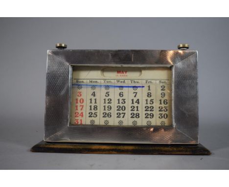 An Edwardian Silver Mounted Desk Calendar with Cards, Engine Turned Decoration, 21cm Wide. Birmingham 1903 by WH Myatt &amp; 