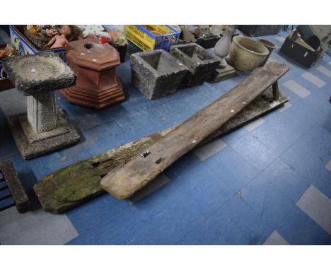 Two 19th Century Wooden Bench Tops. 240cm and 220cm Long. 