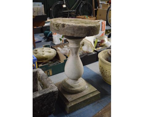 A Reconstituted Stone Garden Sundial Stand of Vase Form. 64cm High. 