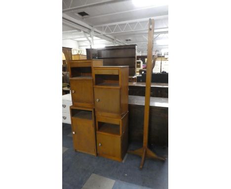 A Vintage Hat and Coat Stand and Four 1960's Bedside Cabinets. 