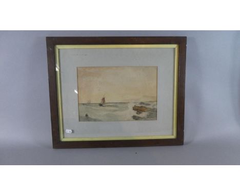 A Framed Watercolour Sketch of Fishing Barge in Stormy Sea. 32.5cm x 22cm. 