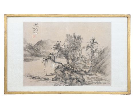 Ink on paper, having seal: Yanke (Wang Shimin), 42cm by 31cm image size 60.5cm by 38.5cm including frameNote - Wang Shimin (1