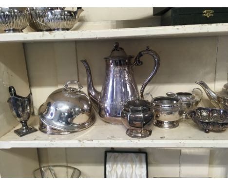 A Mappin and Webb silver plated cased dessert canteen for six, a Mappin &amp; Webb silver plated oval entree dish and milk ju