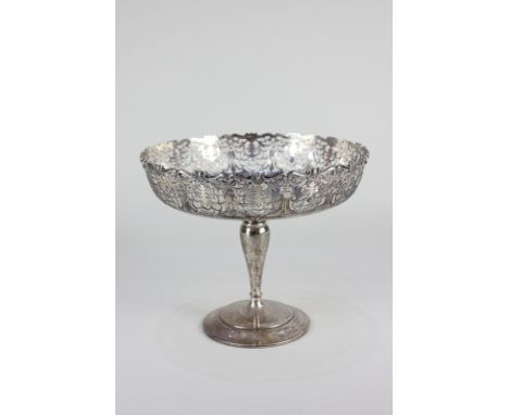 A George V silver pedestal sweets dish, maker Mappin &amp; Webb, Sheffield 1924, with pierced foliate design, 18cm high, 15.5