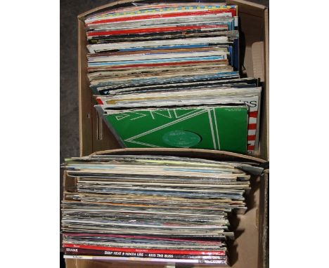 TWO BOXES OF OVER ONE HUNDRED AND TWENTY 12'' SINGLES AND L.P'S, including Duran Duran, Heaven 17, Elvis Presley, etc