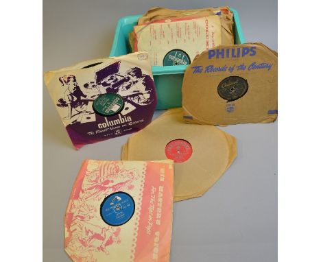 A BOX OF TWENTY FIVE 78'S, including Elvis Presley, Eddie Calvert, The King Cole Trio, etc