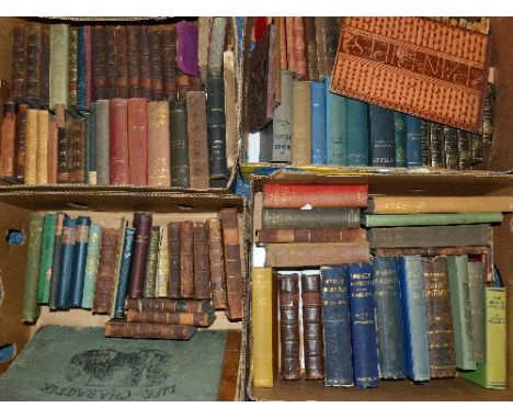 FOUR BOXES OF BOOKS, to include 'Pictures In Life And Character' by John Leech, 'Pan Pipes' by Walter Crane, etc
